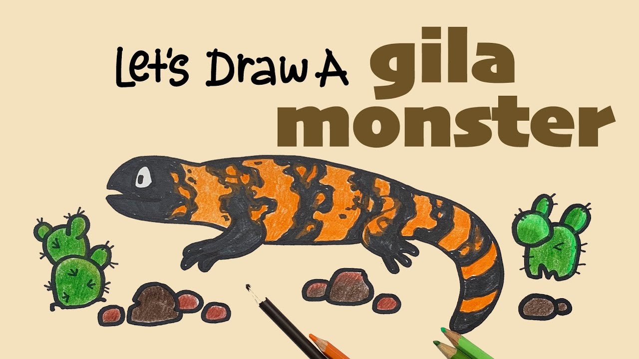 How to draw and colour a gila onster draw with e artshuttle