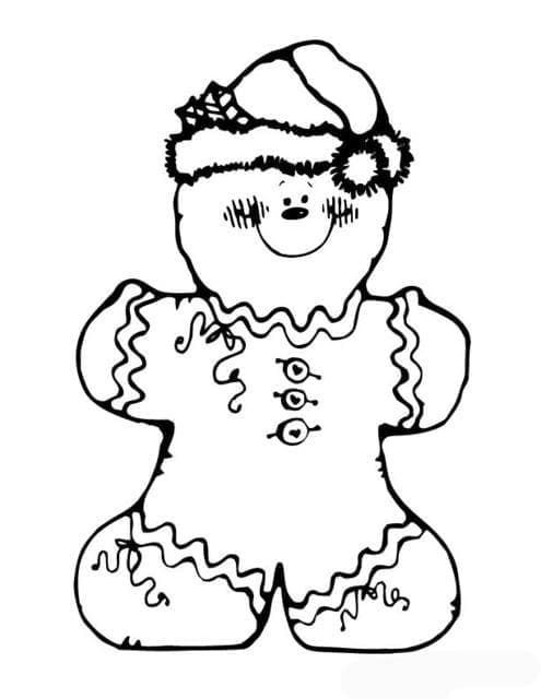 Cute gingerbread man coloring page