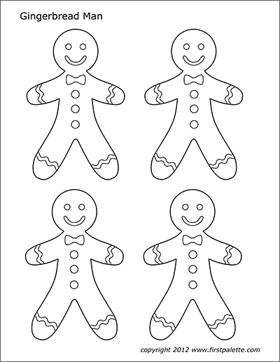 Gingerbread man free printable templates coloring pages