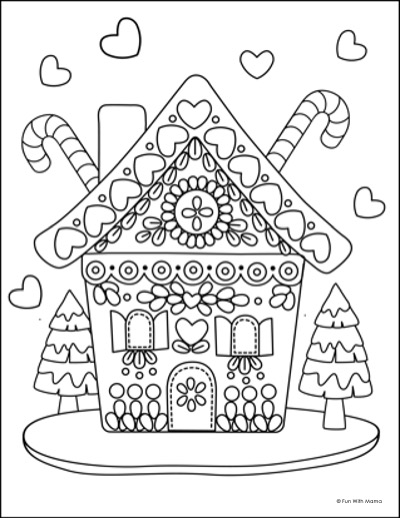 Gingerbread house coloring pages