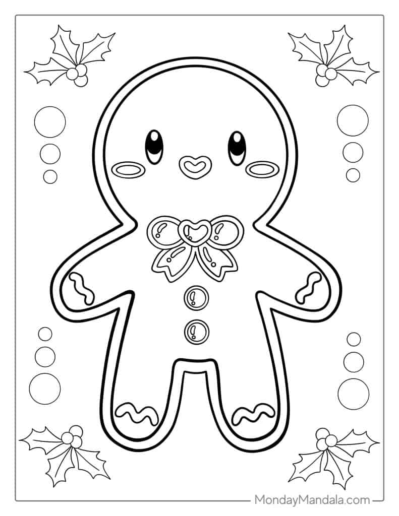 Gingerbread man coloring pages free pdf printables