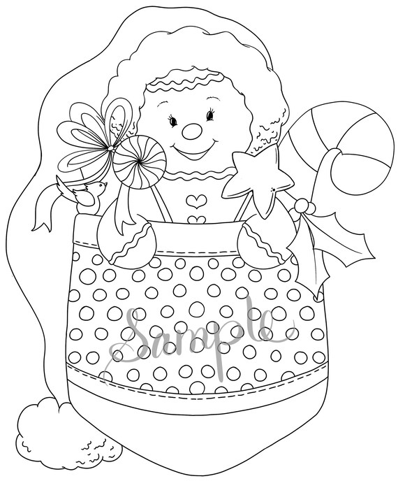 Christmas pocket gingerbread cookie coloring page line art png clipart mercial use instant digital download dye sublimation