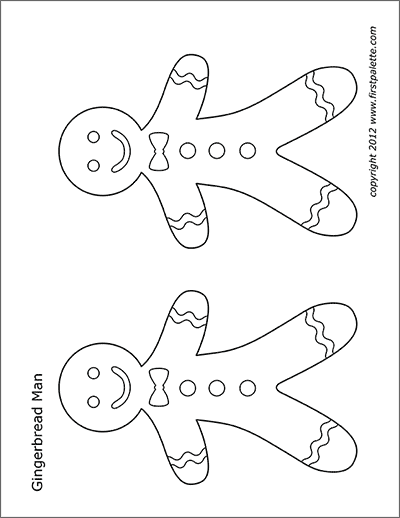 Gingerbread man free printable templates coloring pages