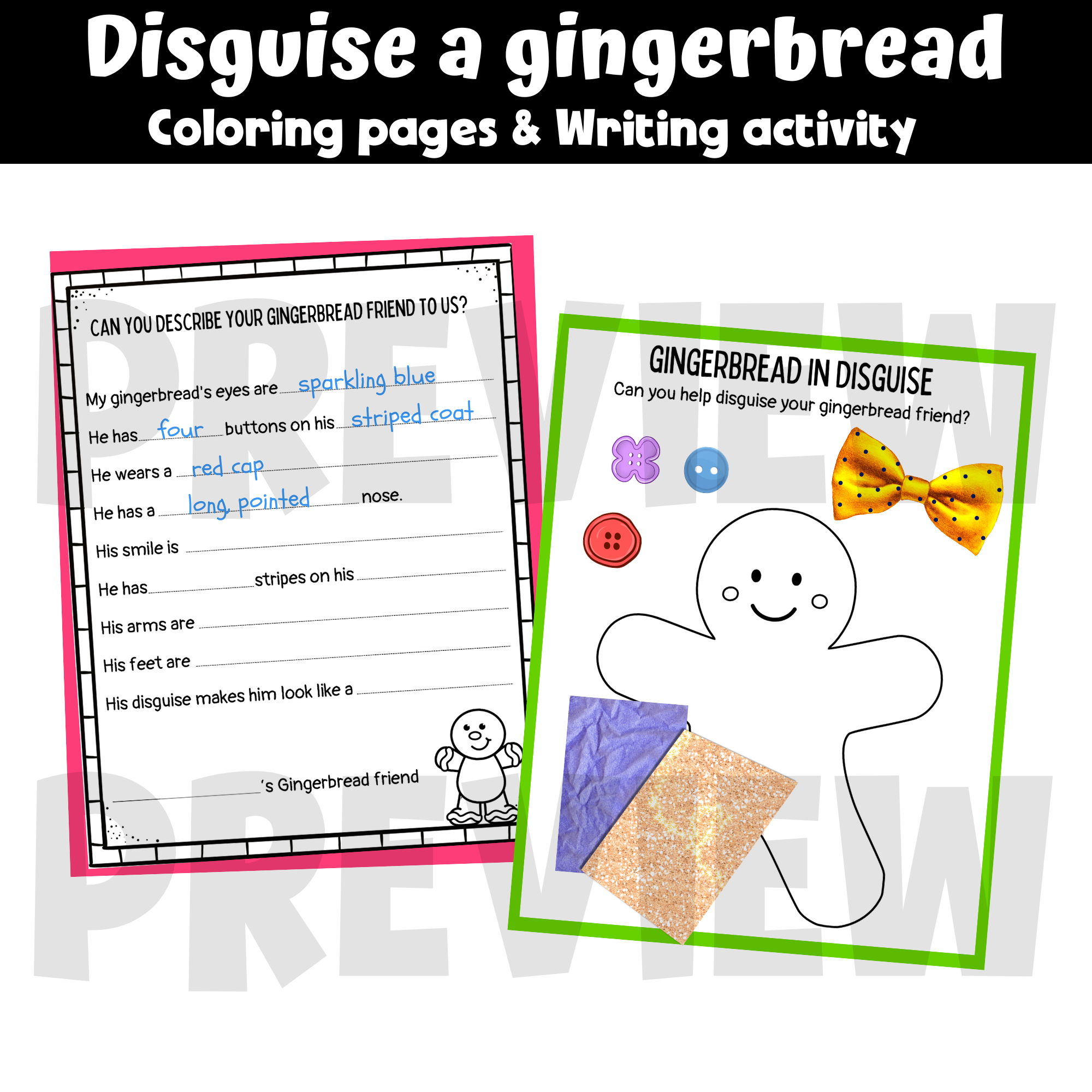 Disguise a gingerbread man project coloring pages writing activity templates made by teachers