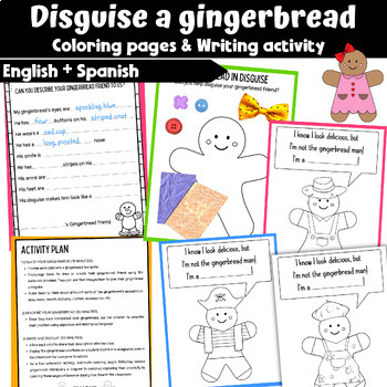 Disguise a gingerbread man project coloring pages writing activity templates