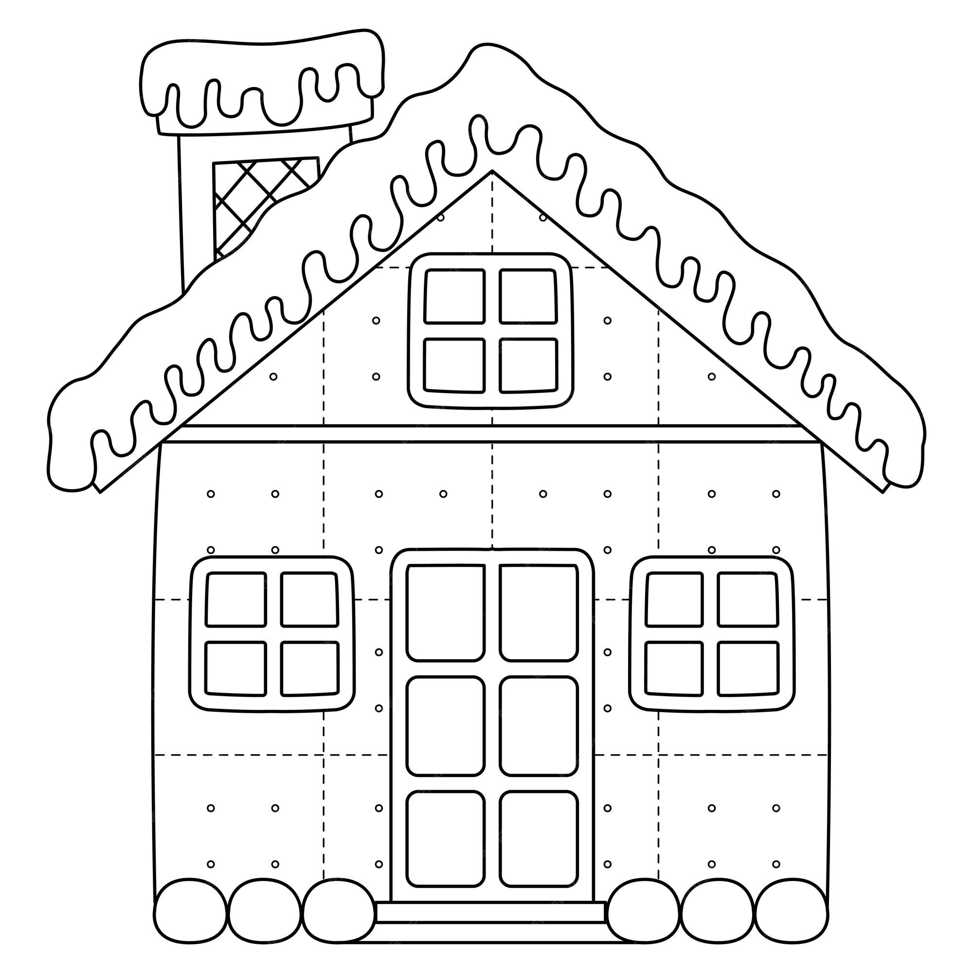 Premium vector christmas gingerbread house isolated coloring page