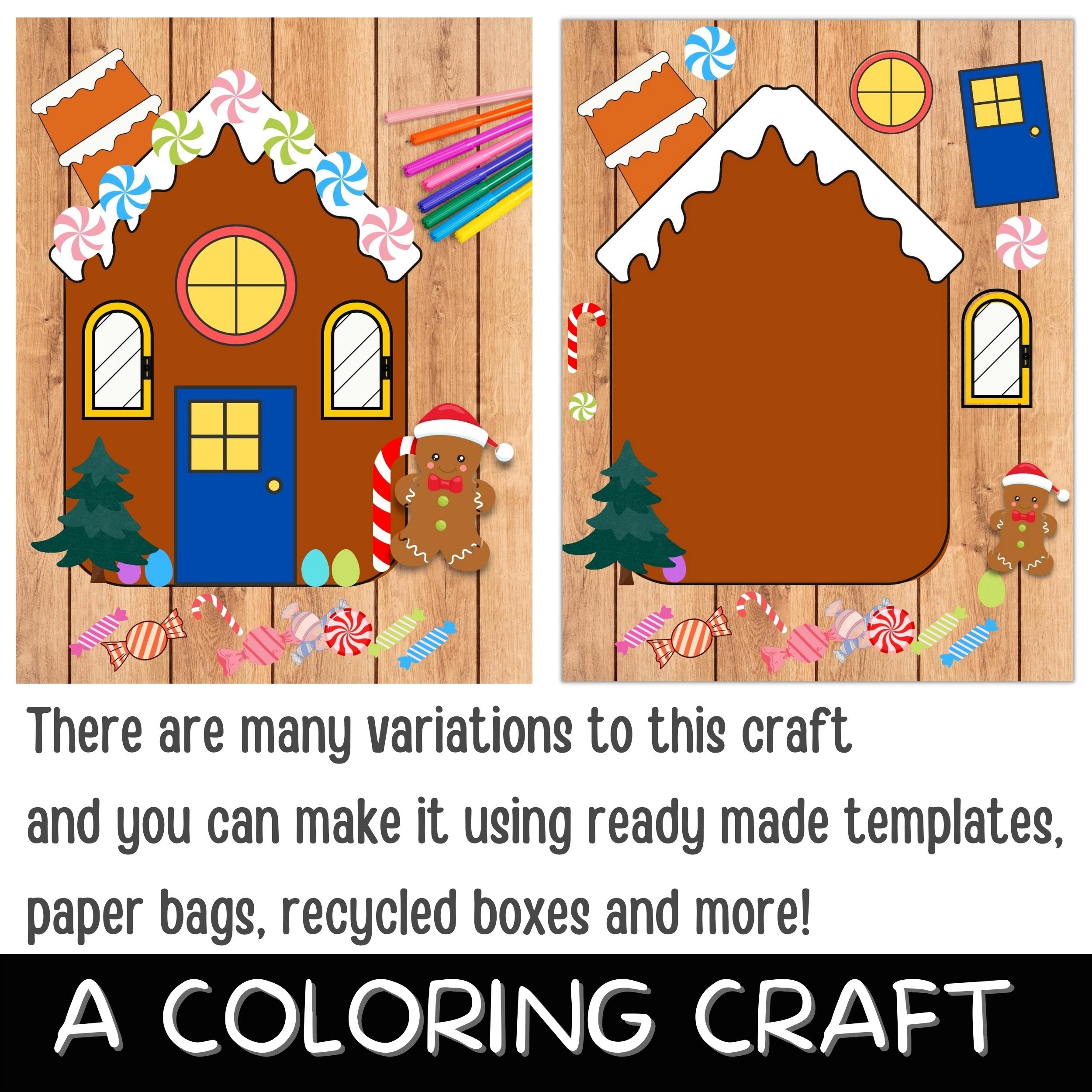 Build a gingerbread house craft coloring pages and gift bag craft december made by teachers