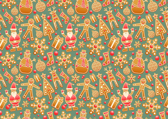 Gift wrapping paper with gingerbread man and santa claus template free printable papercraft templates