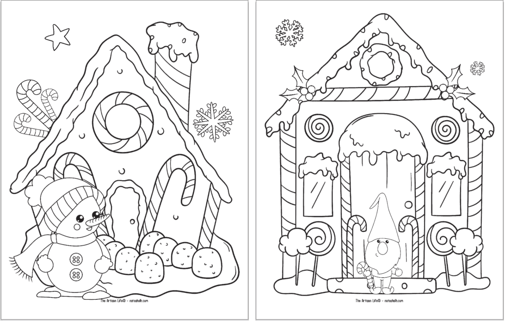 Free printable gingerbread house coloring pages