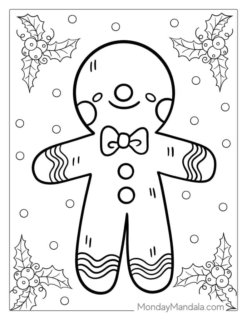 Gingerbread man coloring pages free pdf printables