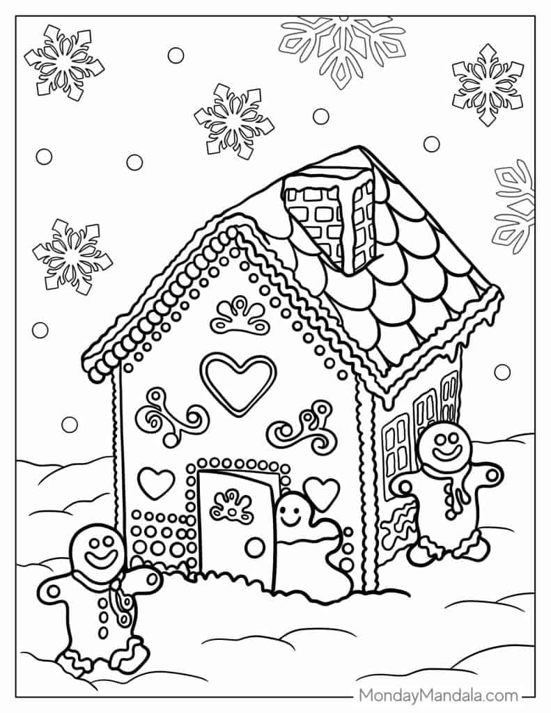 Gingerbread house coloring pages free pdf printables