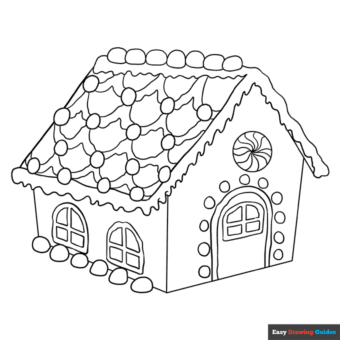 Gingerbread house coloring page easy drawing guides