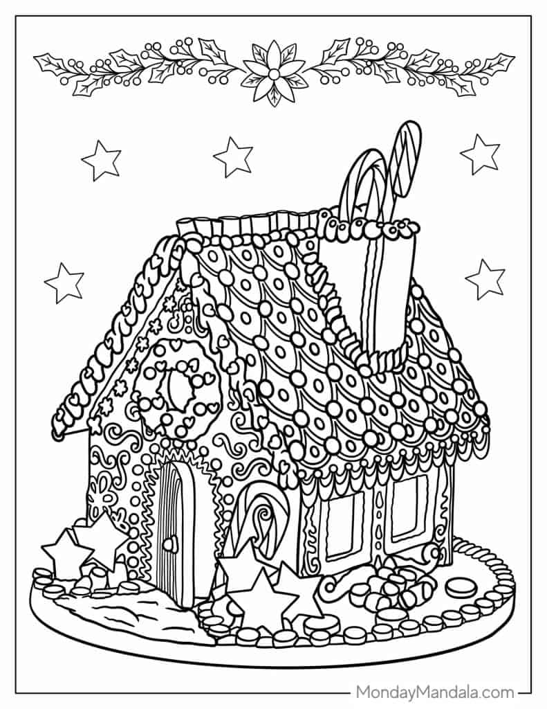 Gingerbread house coloring pages free pdf printables