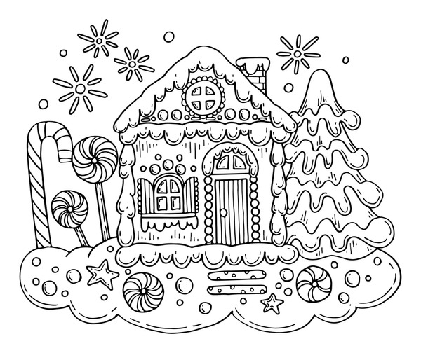 Thousand christmas house coloring book royalty