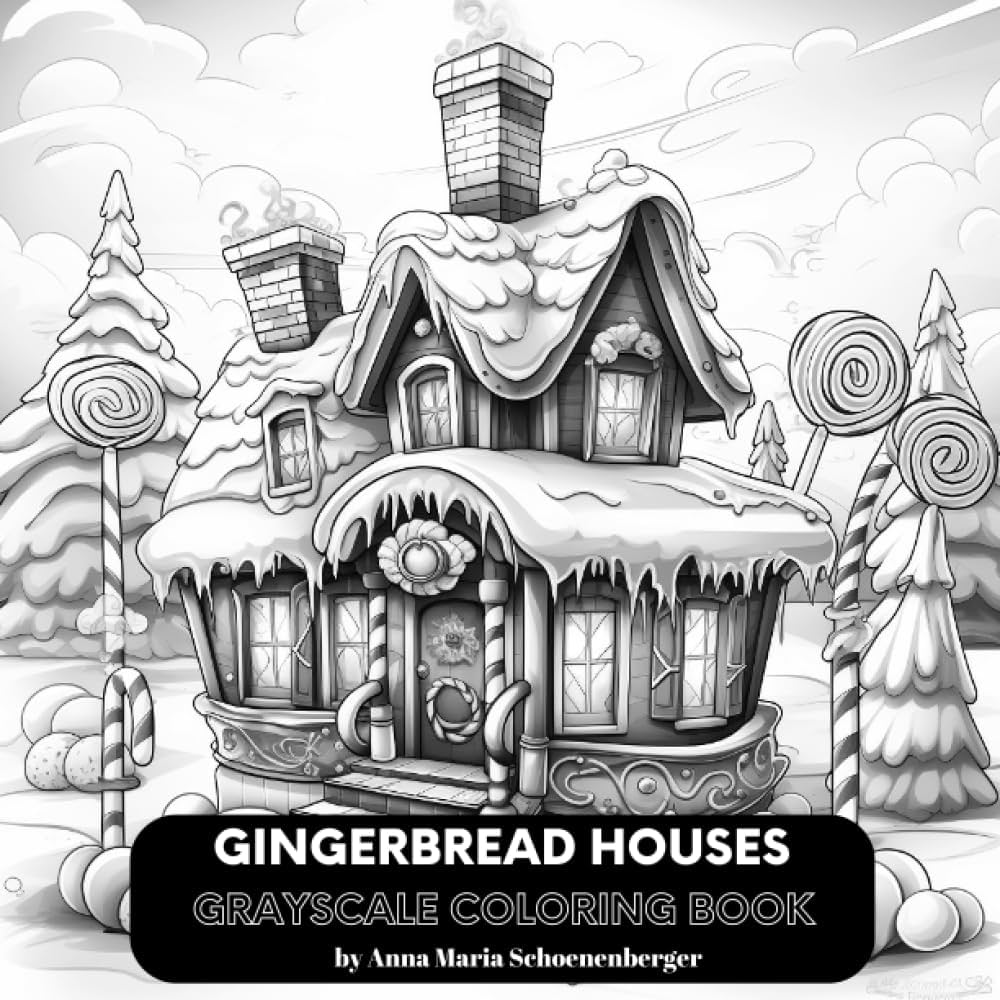 Gingerbread houses grayscale coloring book schoenenberger anna maria books