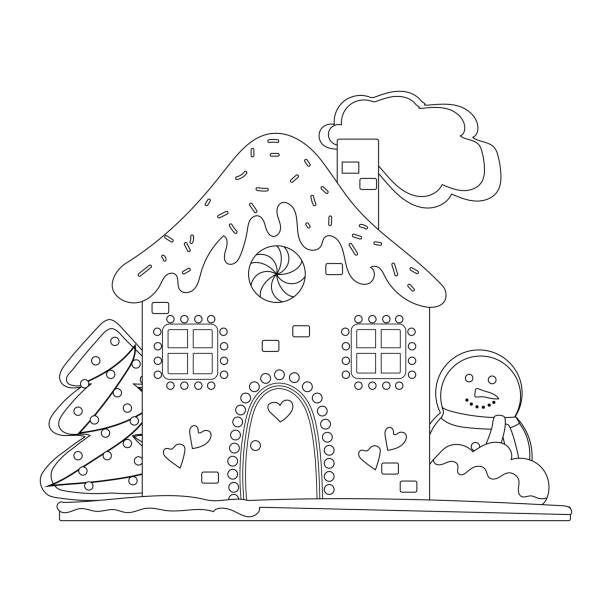 Gingerbread house coloring page stock photos pictures royalty