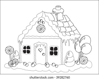 Illustration childrens activities colouring page gingerbread stock illustration