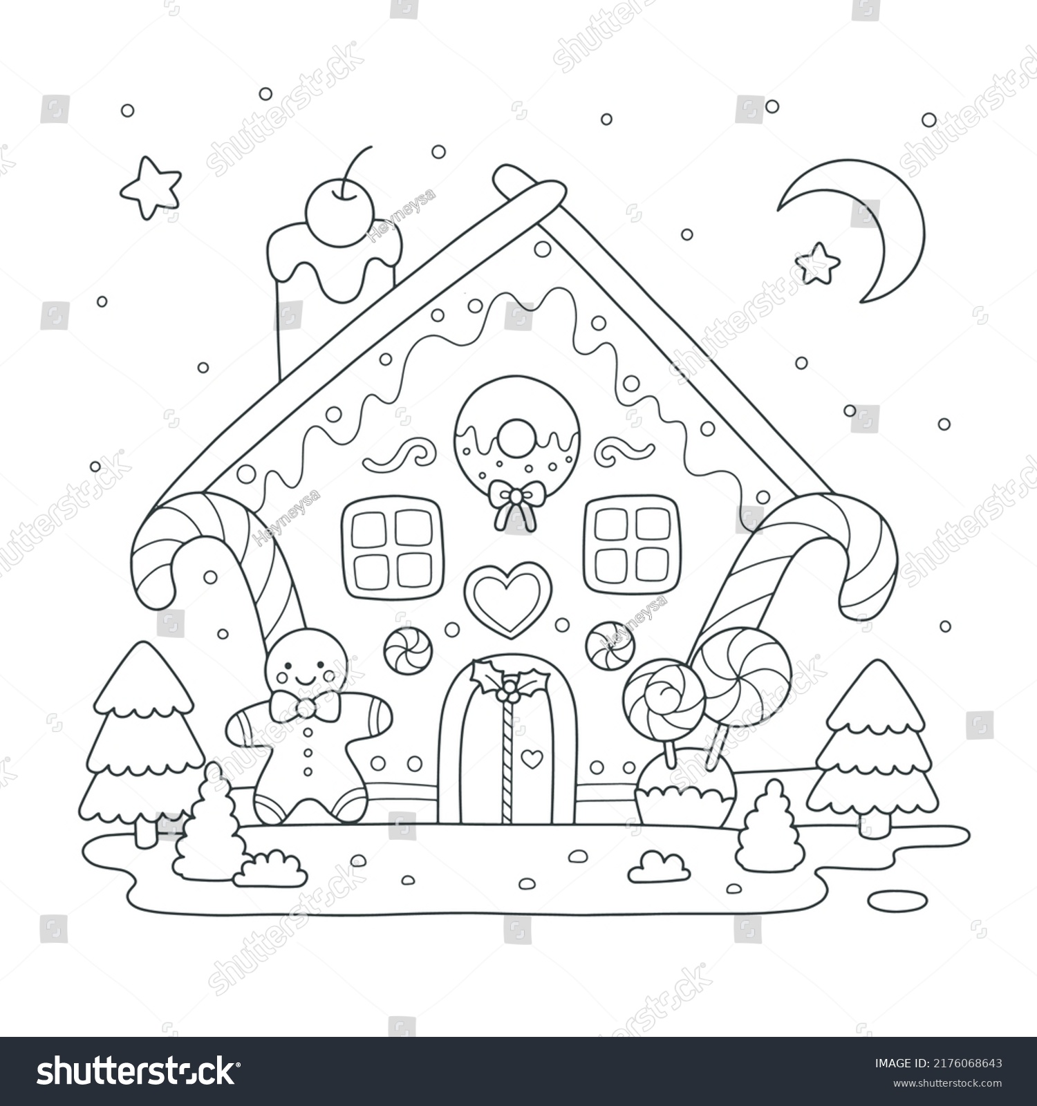 Thousand christmas house coloring book royalty
