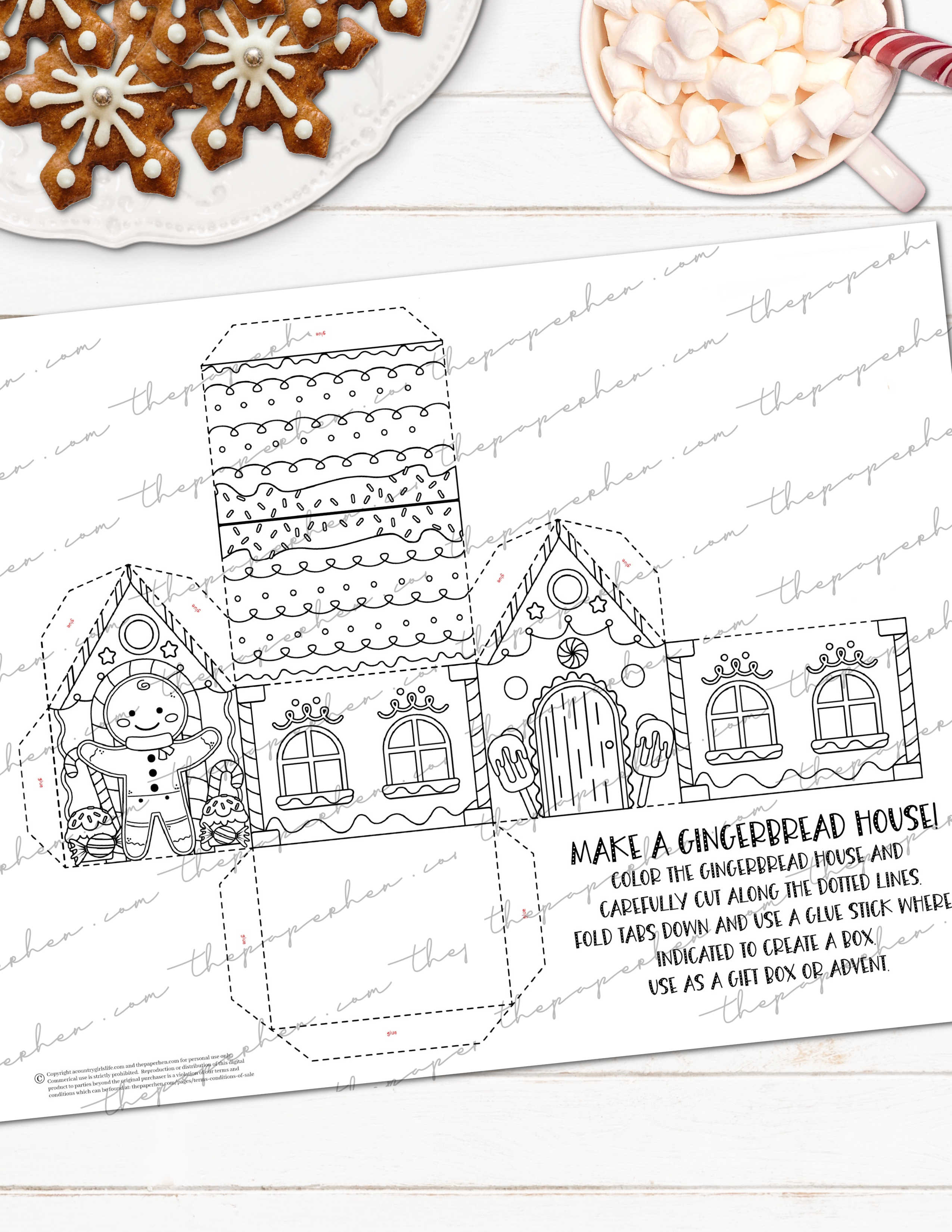 Gingerbread house to color free d printable