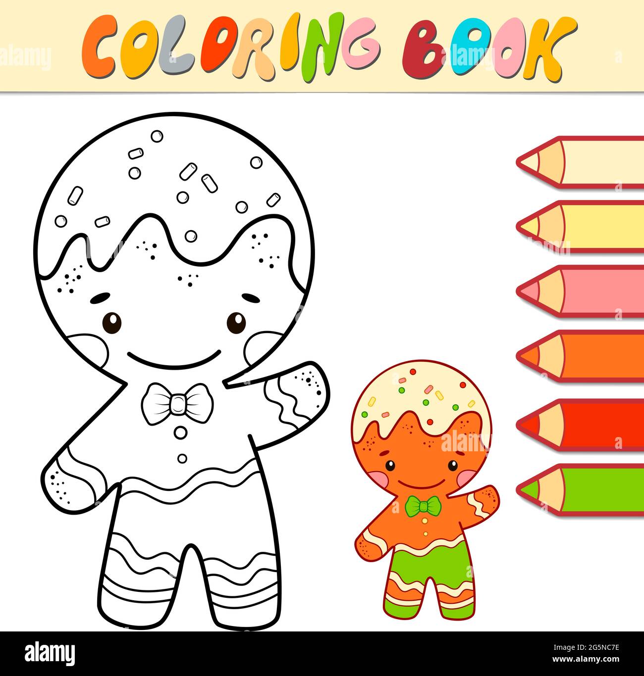 Coloring book or page for kids christmas gingerbread man black and white vector illustration stock vector image art