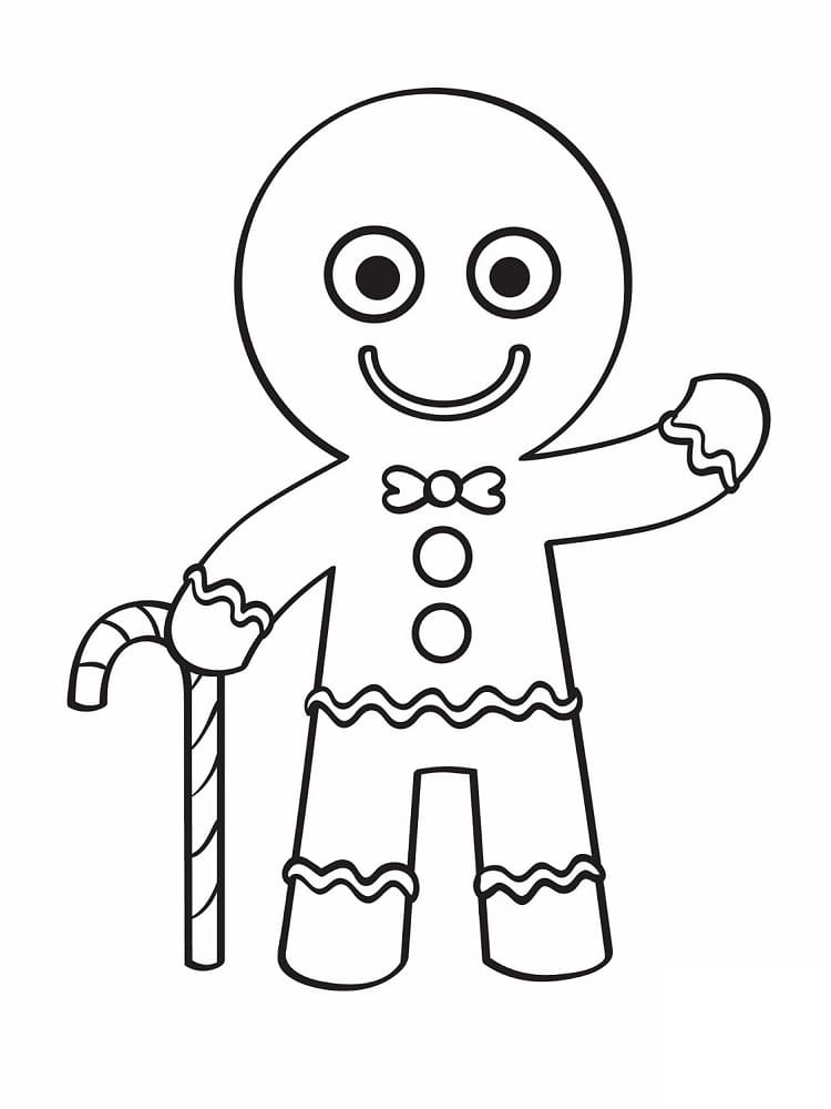 Friendly gingerbread man coloring page