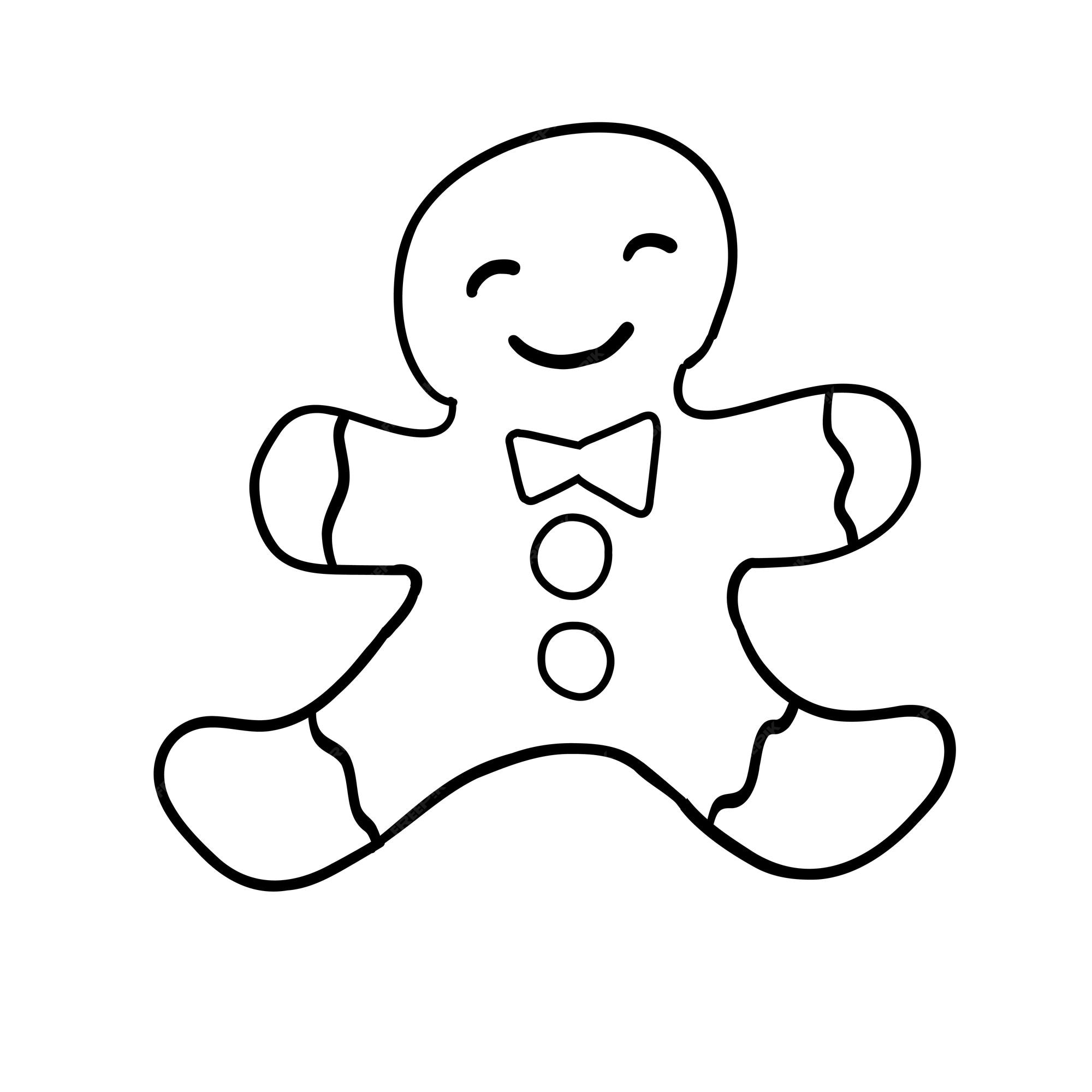 Premium vector gingerbread man in outline doodle style christmas and new year cookie