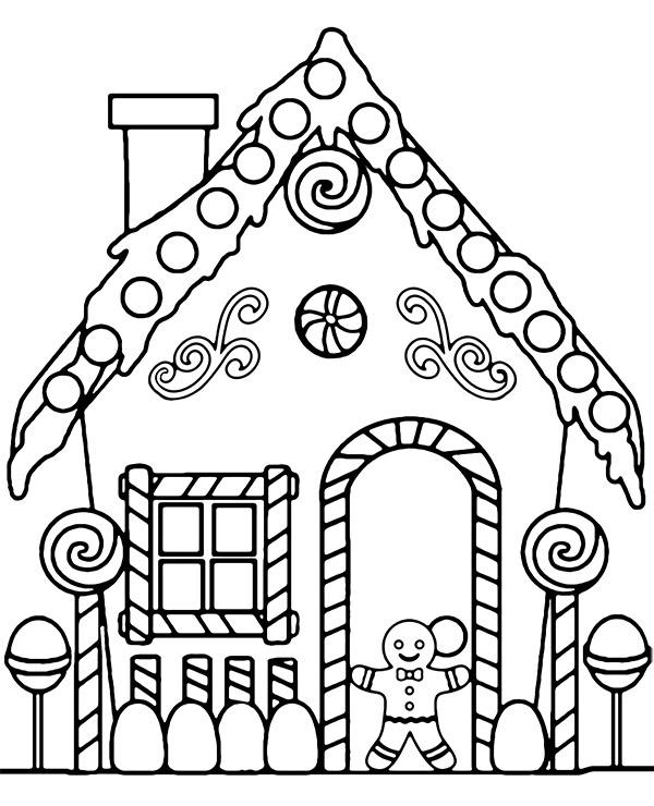 Christmas gingerbread house coloring page