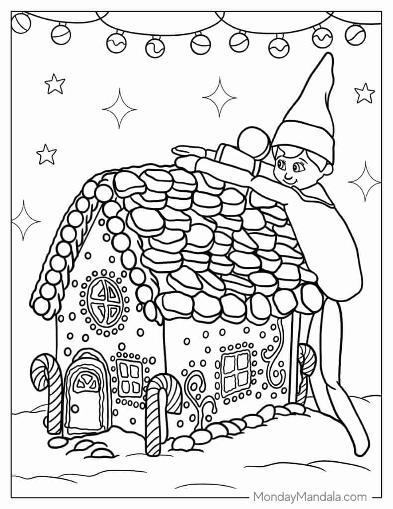 Gingerbread house coloring pages free pdf printables