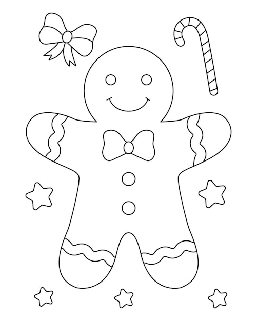 Gingerbread man coloring page vectors illustrations for free download