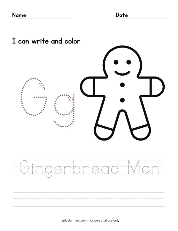 Gingerbread man color and trace