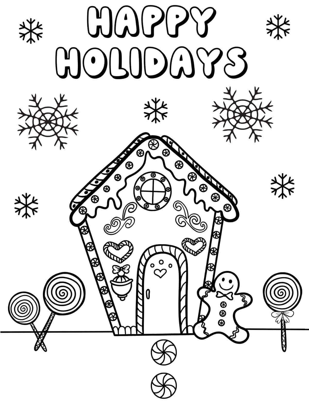 Free gingerbread house coloring pages for kids