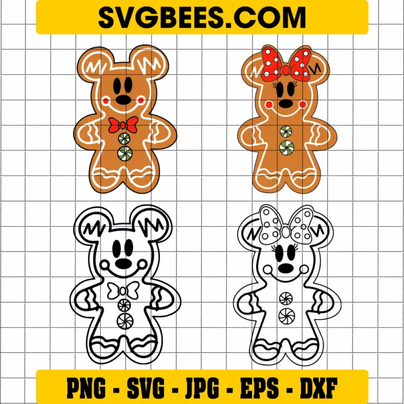 Disney mickey mouse gingerbread svg and png