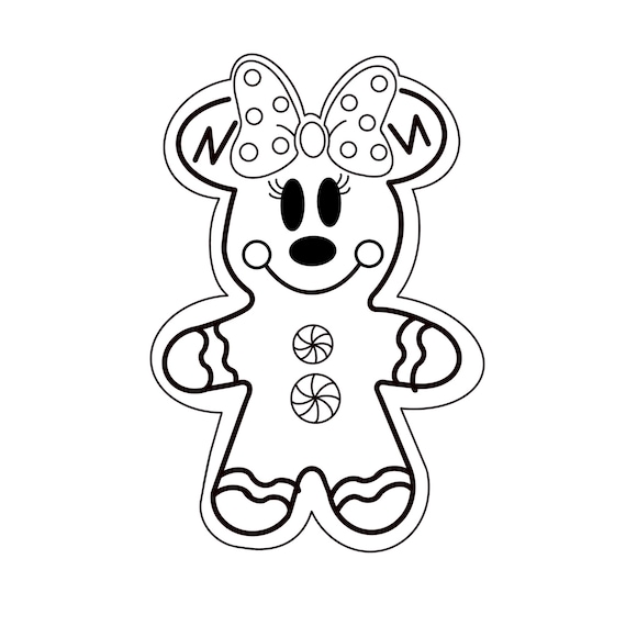 Minnie mouse gingerbread digital files svgpdfpngjpeg christmas coloring pages