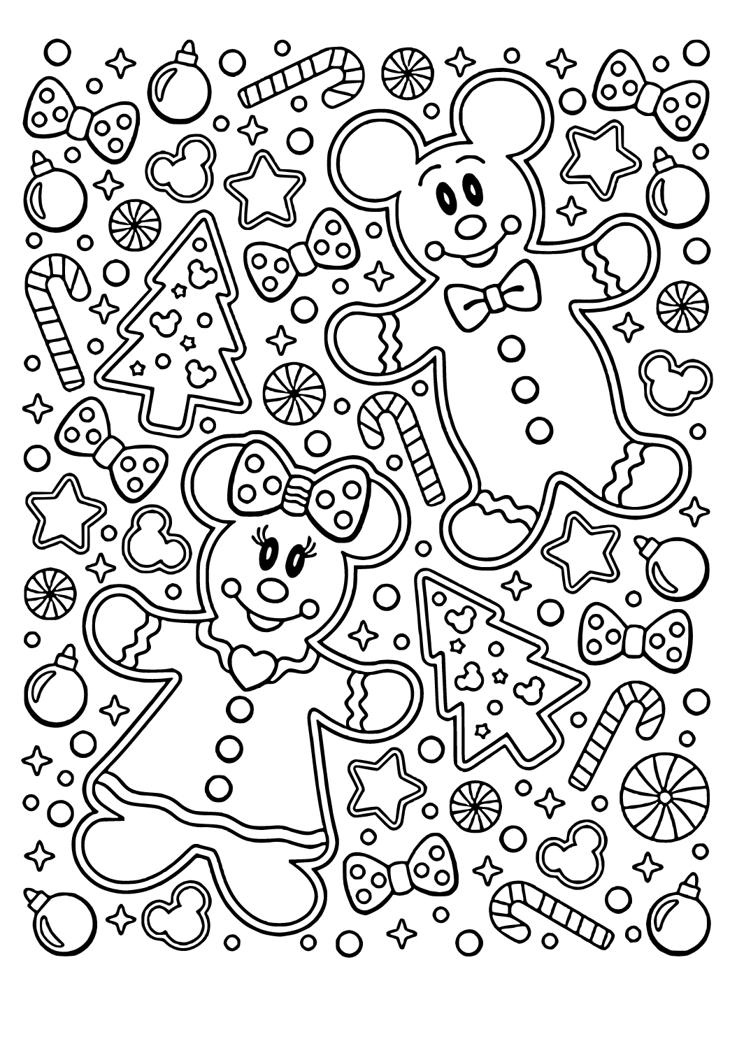 Free printable gingerbread man mouses coloring page sheet and picture for adults and kids girls and boys