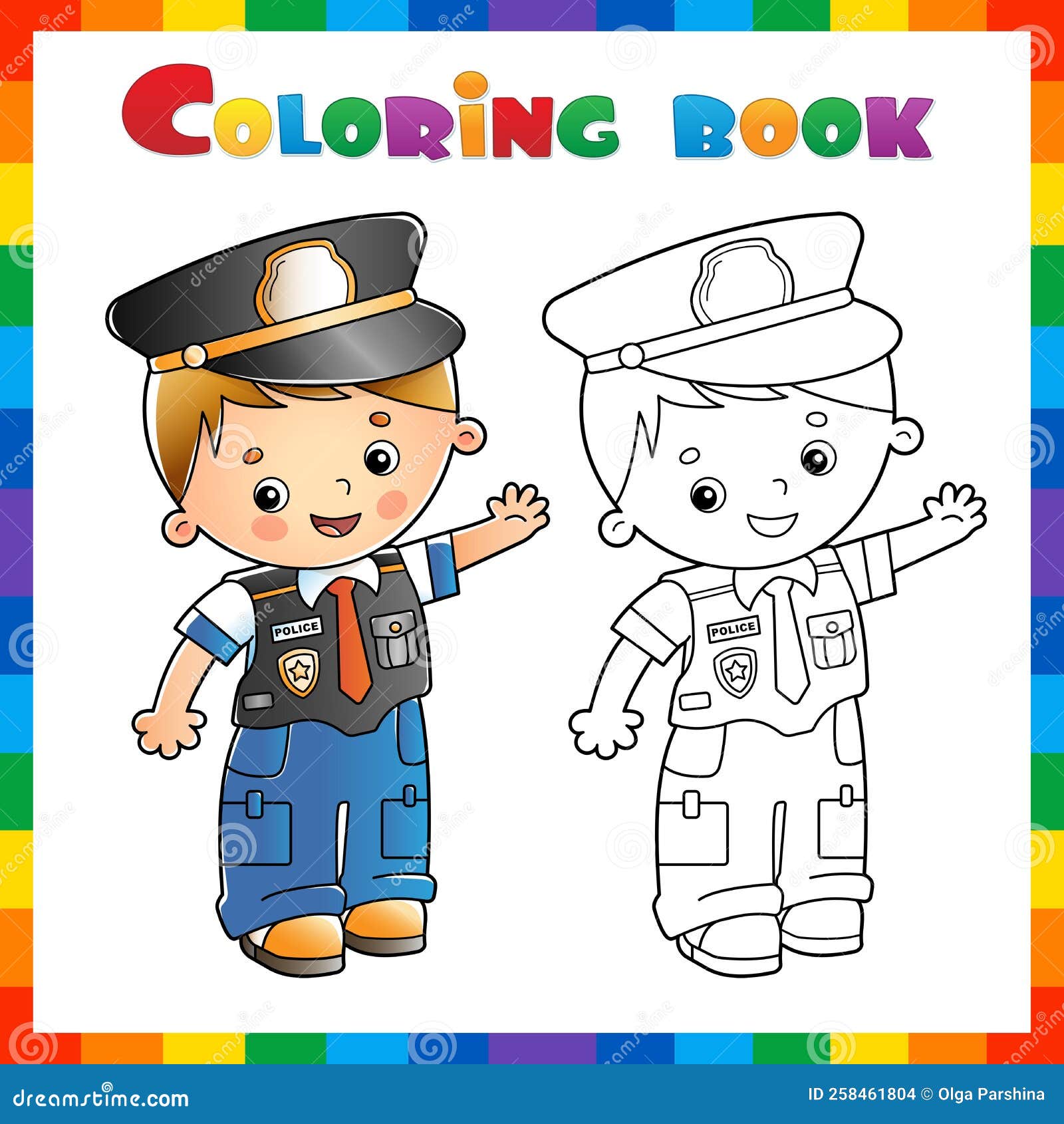 Coloring page outline of cartoon policeman profession