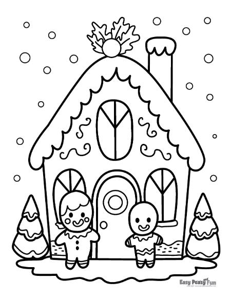 Free printable gingerbread house coloring pages