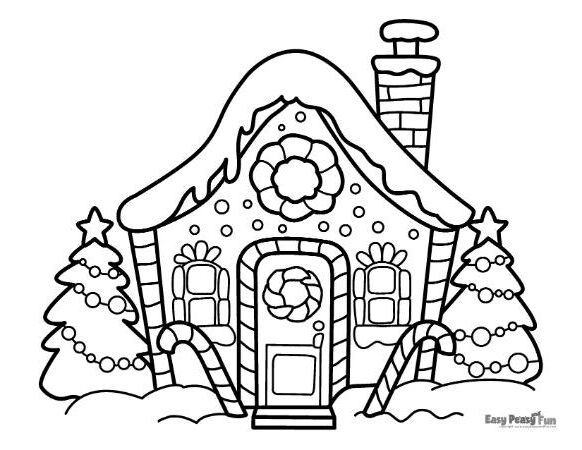 Free printable gingerbread house coloring pages