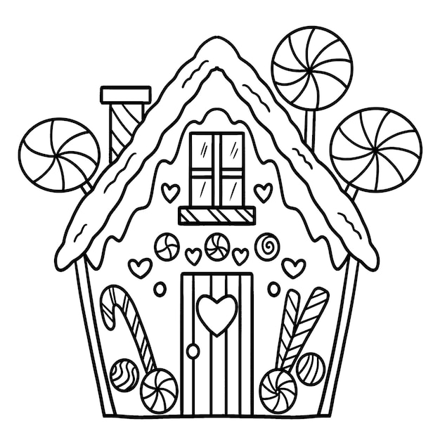 Premium vector christmas gingerbread house isolated coloring page