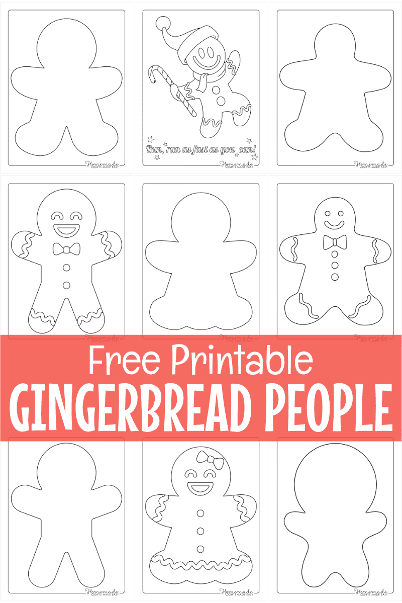 Free printable gingerbread man templates coloring pages