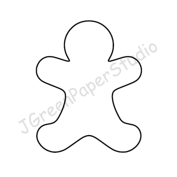 Printable gingerbread man template pdf digital download cookie kids holiday coloring page kids craft stencil