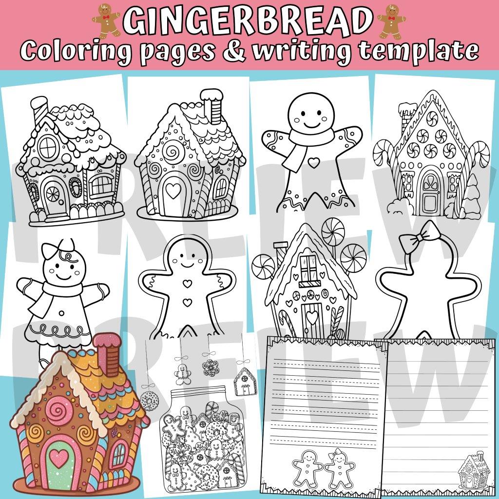 Gingerbread man gingerbread house coloring pages gingerbread writing template made by teachers