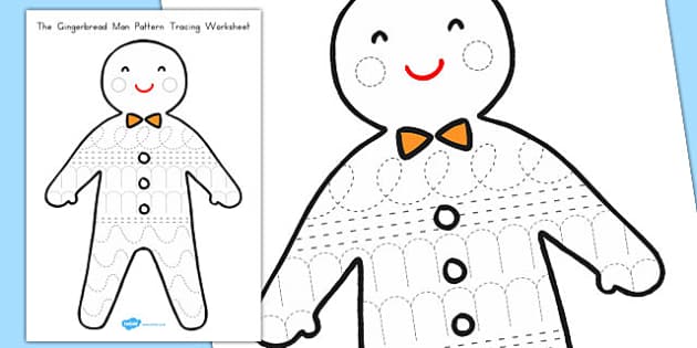 The gingerbread man tracing worksheet teaching resources