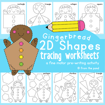 Gingerbread coloring pages tracing d shapes by from the pond tpt
