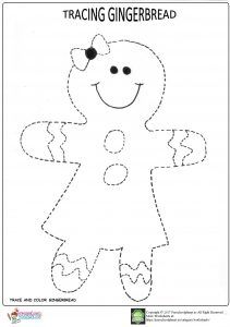 Gingerbread trace worksheets preschool christmas christmas kindergarten kids christmas