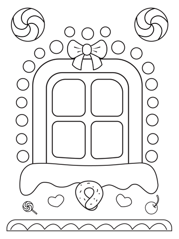 Gingerbread window coloring page free printable coloring pages