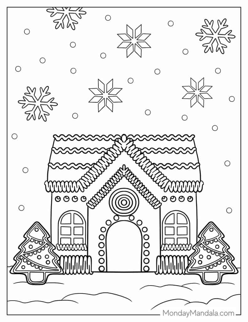 Gingerbread house coloring pages free pdf printables