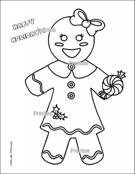 Gingerbread girl happy holidays coloring sheet by happy little apples