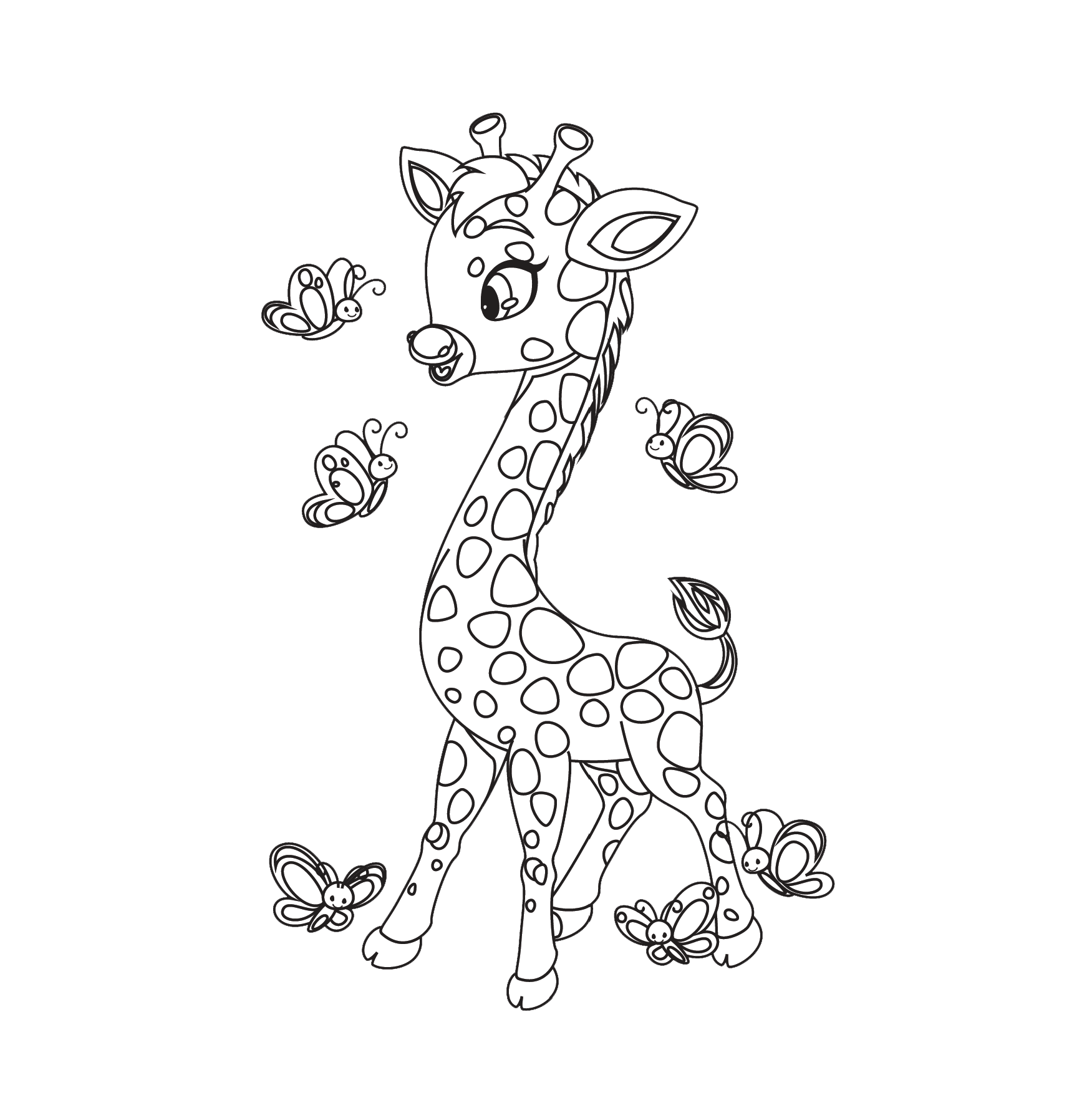 Free cute giraffe coloring pages for kids