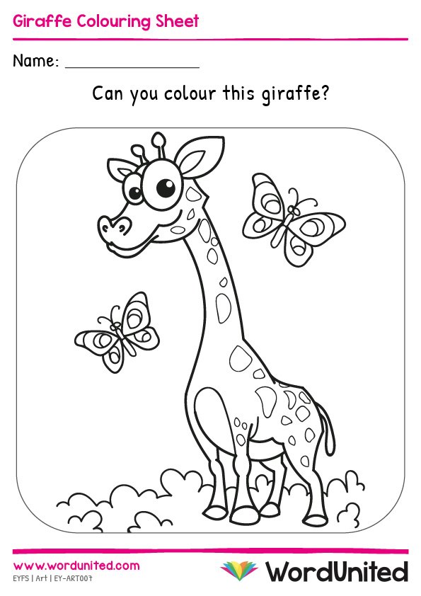 Giraffe colouring sheet