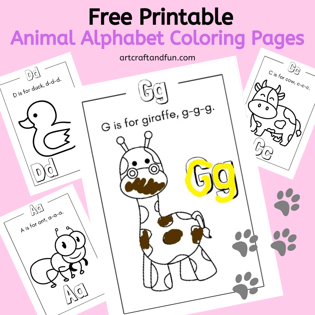 Free printable animal alphabet coloring pages